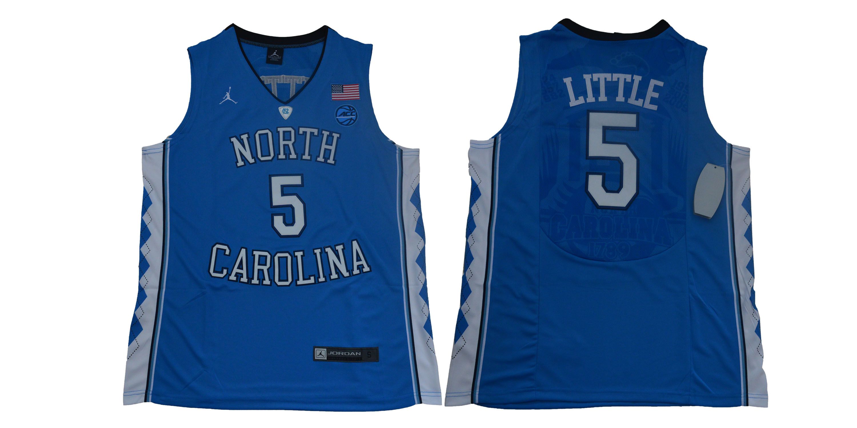Men North Carolina Tar Heels 5 Little Blue NBA NCAA Jerseys